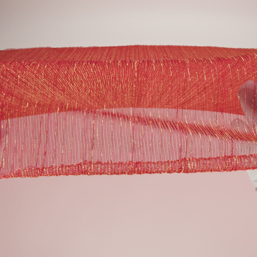 Metallic Stretch Plisse - Tomato and Gold - Natalia Collection - Image 6 of 7