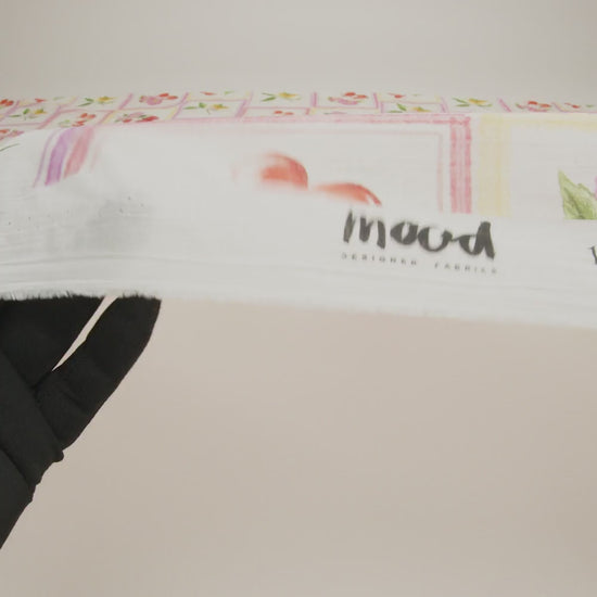 Crinkled Cotton Gauzy Woven - Pink, Yellow and Red Fruit and Blossoms Squares - Mood Exclusive Summer Medley Print - Image 6 of 6