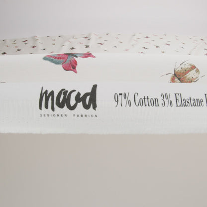 Stretch Cotton Sateen - Cream Insects - Butterfly Effect Print - Mood Exclusive Harvest Collection