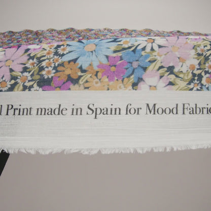 Crinkled Cotton Gauzy Woven - Blue, Light Purple and Golden Yellow Floral - Mood Exclusive Dandy Daisy Print