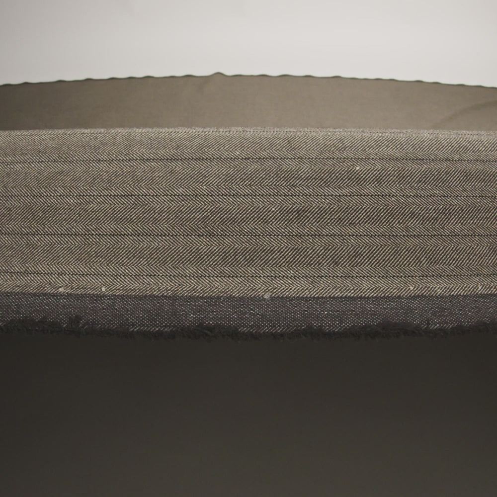 Brown and Chinchilla Metallic Herringbone Striped Polyester Suiting - Image 5 of 5