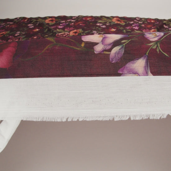 Crinkled Cotton Gauzy Woven - Wine Red, Coral and Green Floral - Mood Exclusive Romantic Nights Print - Image 6 of 6