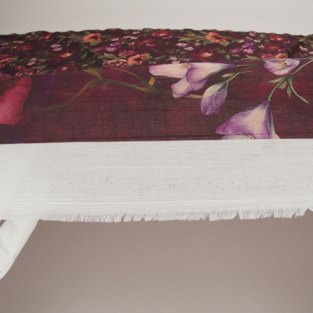 Crinkled Cotton Gauzy Woven - Wine Red, Coral and Green Floral - Mood Exclusive Romantic Nights Print - Image 6 of 6