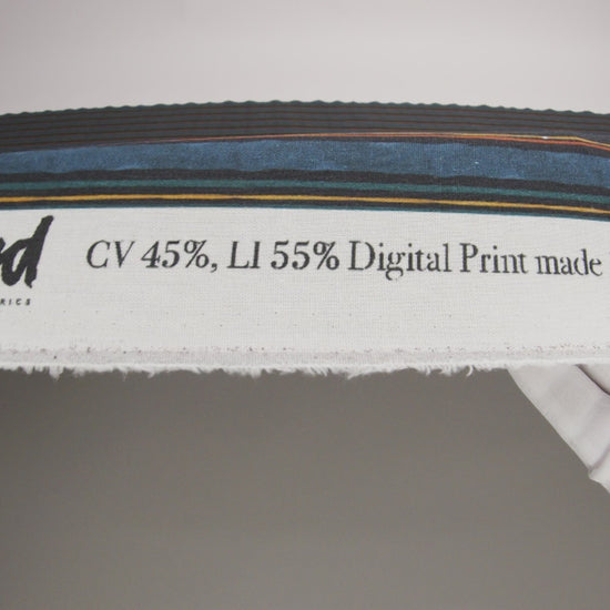 Linen and Rayon Woven - Navy and Blue Stripes - Linear Transcendence Print - Mood Exclusive Tumunyana Collection - Image 5 of 5