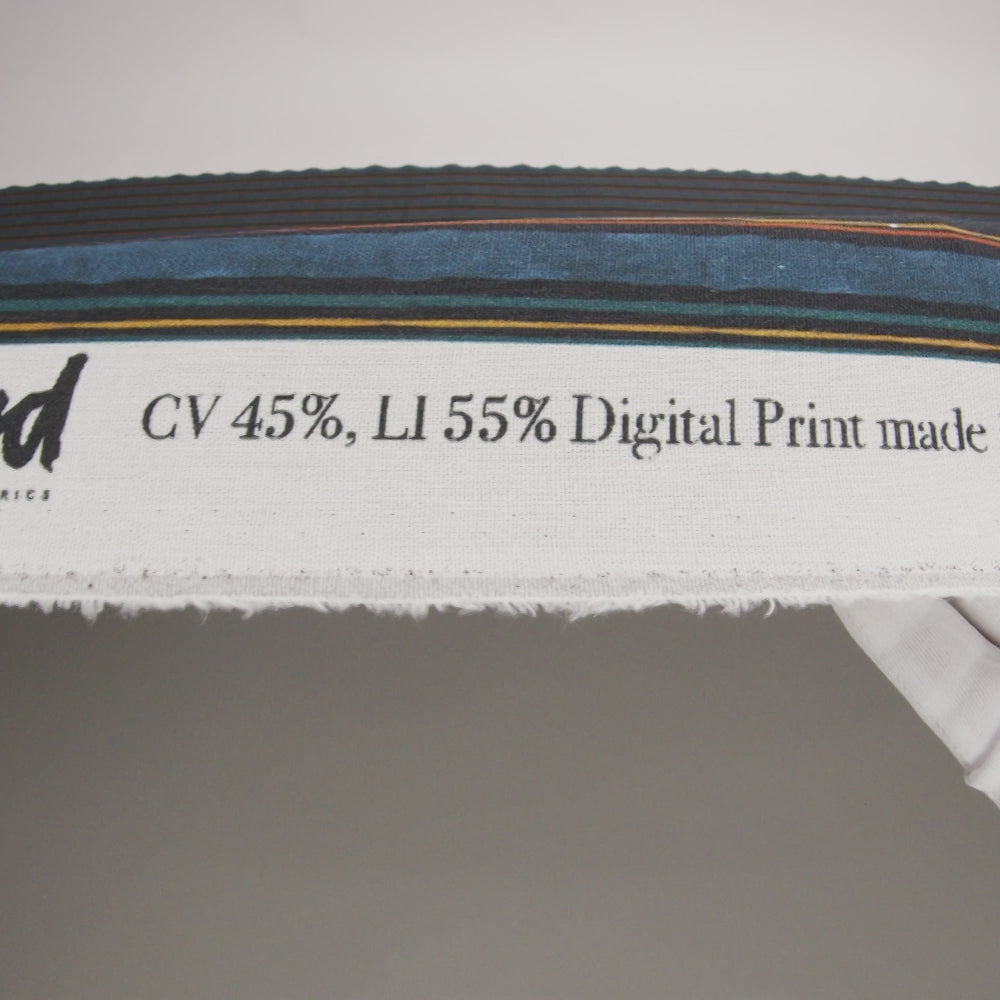 Linen and Rayon Woven - Navy and Blue Stripes - Linear Transcendence Print - Mood Exclusive Tumunyana Collection - Image 5 of 5