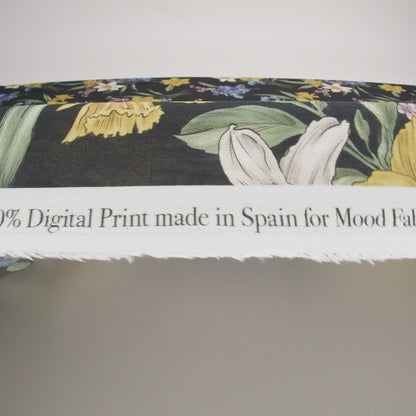 Viscose Crepe Print - Black, Yellow and Violet Floral - Mood Exclusive By the Plenty