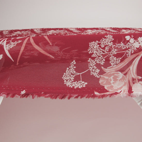 Viscose Georgette Print - Ruby Red, Salmon Pink and Off White Floral - Designer Deadstock - Image 6 of 6