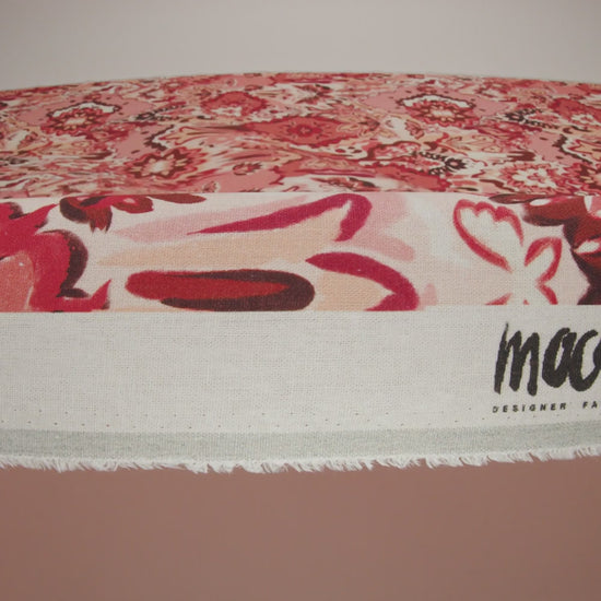 Linen and Rayon Woven - Pink, Peach and Pale Orange Almost-Geometric Floral - Mood Exclusive Fractured Flora Print - Image 6 of 6
