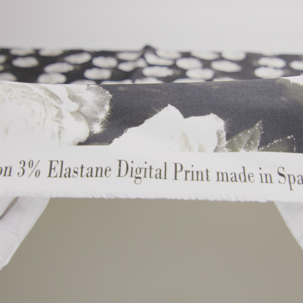 Stretch Cotton Sateen - Black and White Starry Floral - Rose Dread Print - Mood Exclusive Twilight Collection - Image 5 of 5