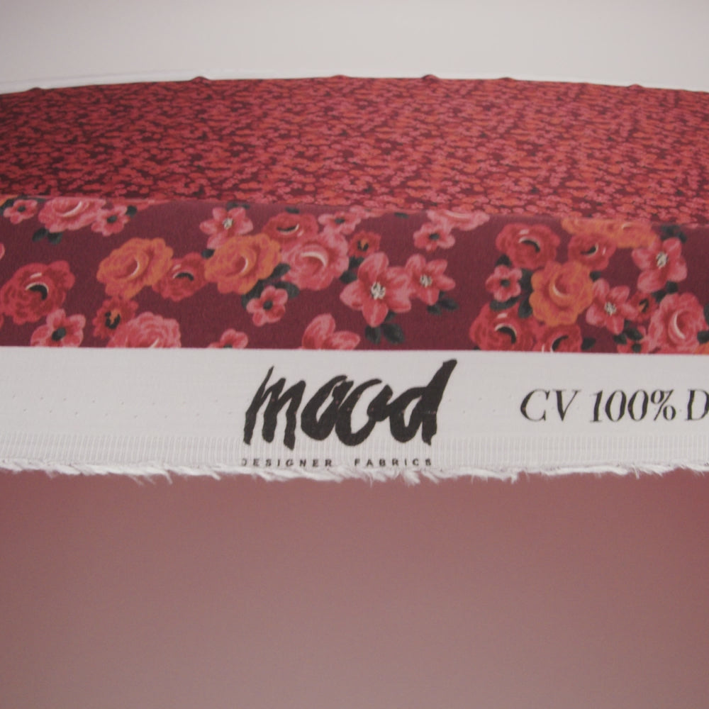Rayon Challis - Red Floral - Rose Garden Romance Print - Mood Exclusive Rockland Collection - Image 6 of 7