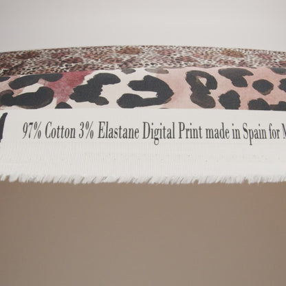 Stretch Cotton Sateen - Beige and Black Leopard Spots - Animato Print - Mood Exclusive Viso Collection