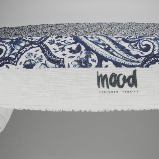Slubbed Gauzy Cotton Woven - Navy Blue and White Paisley - Mood Exclusive Mediterranean Medley Print - Image 6 of 6