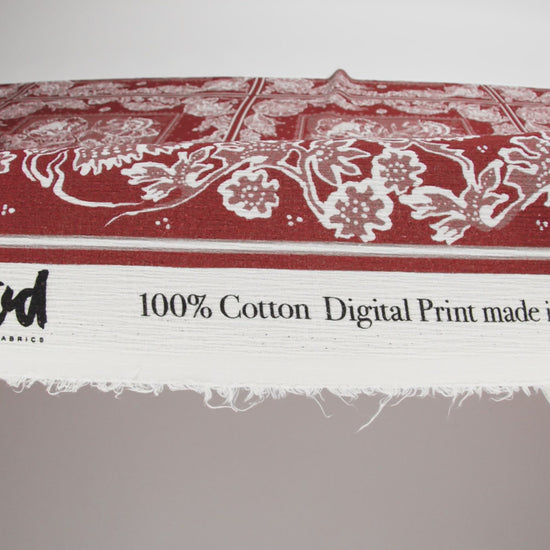 Slubbed Gauzy Cotton Woven - Brick Red and Dusty Rose Floral Handkerchief Panel - Mood Exclusive Needlepoint Picnic Print - Image 6 of 6