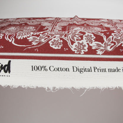 Slubbed Gauzy Cotton Woven - Brick Red and Dusty Rose Floral Handkerchief Panel - Mood Exclusive Needlepoint Picnic Print
