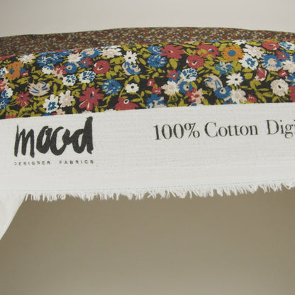 Slubbed Gauzy Cotton Woven - Dark Red, Blue and Leaf Green All-Over Floral - Mood Exclusive Fete des Fleurs Print