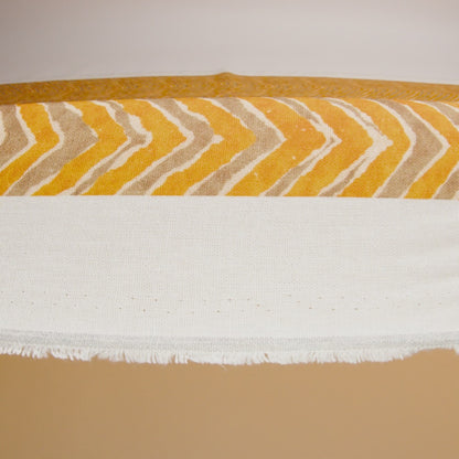 Linen and Rayon Woven - Taupe and Orange Painterly Chevrons - August Attitude Print - Mood Exclusive Palm Beach Collection