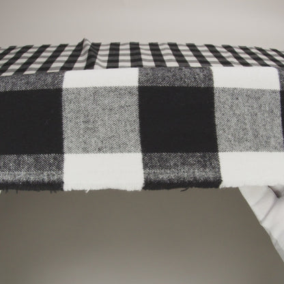 Balenciaga Italian Black and White Alyssum Buffalo Check Brushed Cotton Twill Flannel