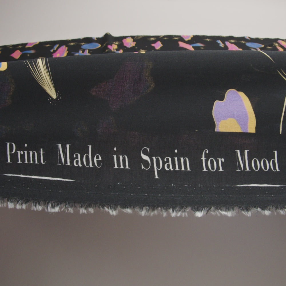 Cotton Voile - Black, Pink and Blue Astronauts in Space - Sweet Dreams Print - Mood Exclusive Sugar Collection - Image 5 of 6