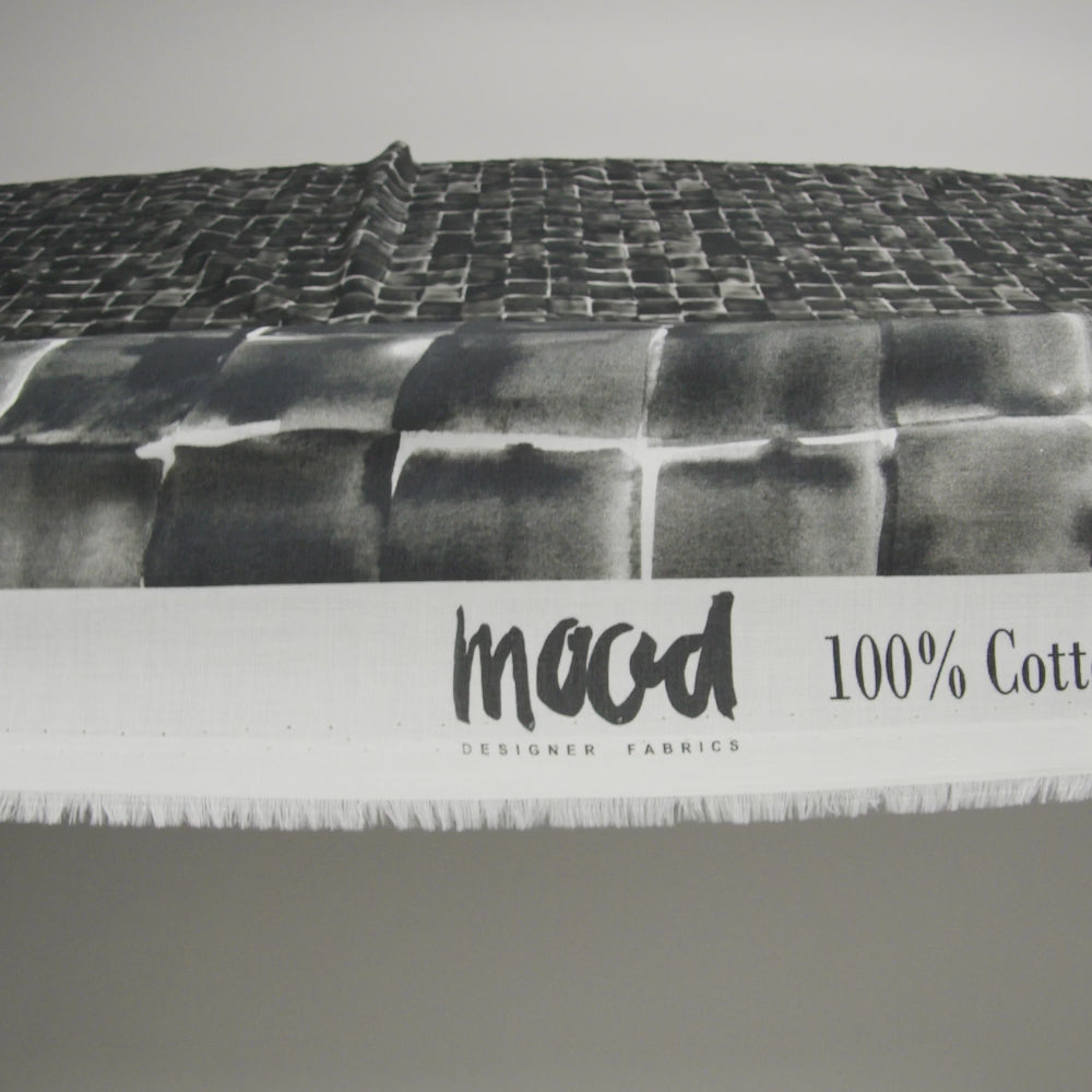 Cotton Voile - Gray Painted Squares - Haunted Blocks Print - Mood Exclusive Twilight Collection - Image 5 of 5