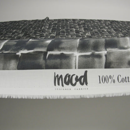 Cotton Voile - Gray Painted Squares - Haunted Blocks Print - Mood Exclusive Twilight Collection