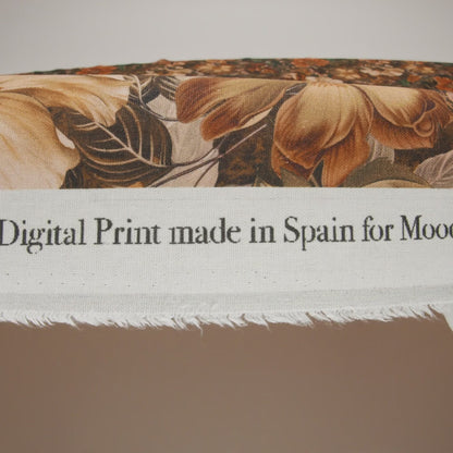 Linen and Rayon Woven - Orange, Dark Green and Brown Lush Floral - Mood Exclusive Camouflora Print