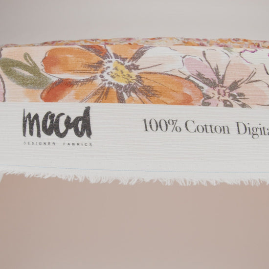 Slubbed Gauzy Cotton Woven - Light Pink, Creamsicle and Sun Yellow Floral - Mood Exclusive Hibiscus Heatwave Print - Image 6 of 6