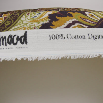 Slubbed Gauzy Cotton Woven - Dark Purple, Kiwi Green and Goldenrod Paisley - Mood Exclusive Woodland Whispers Print