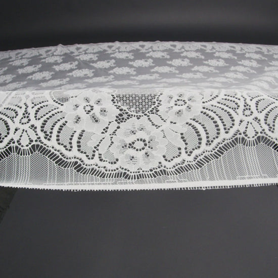 Re-Embroidered Lace with Scalloped Borders - White Fancy Flowers - Image 6 of 6
