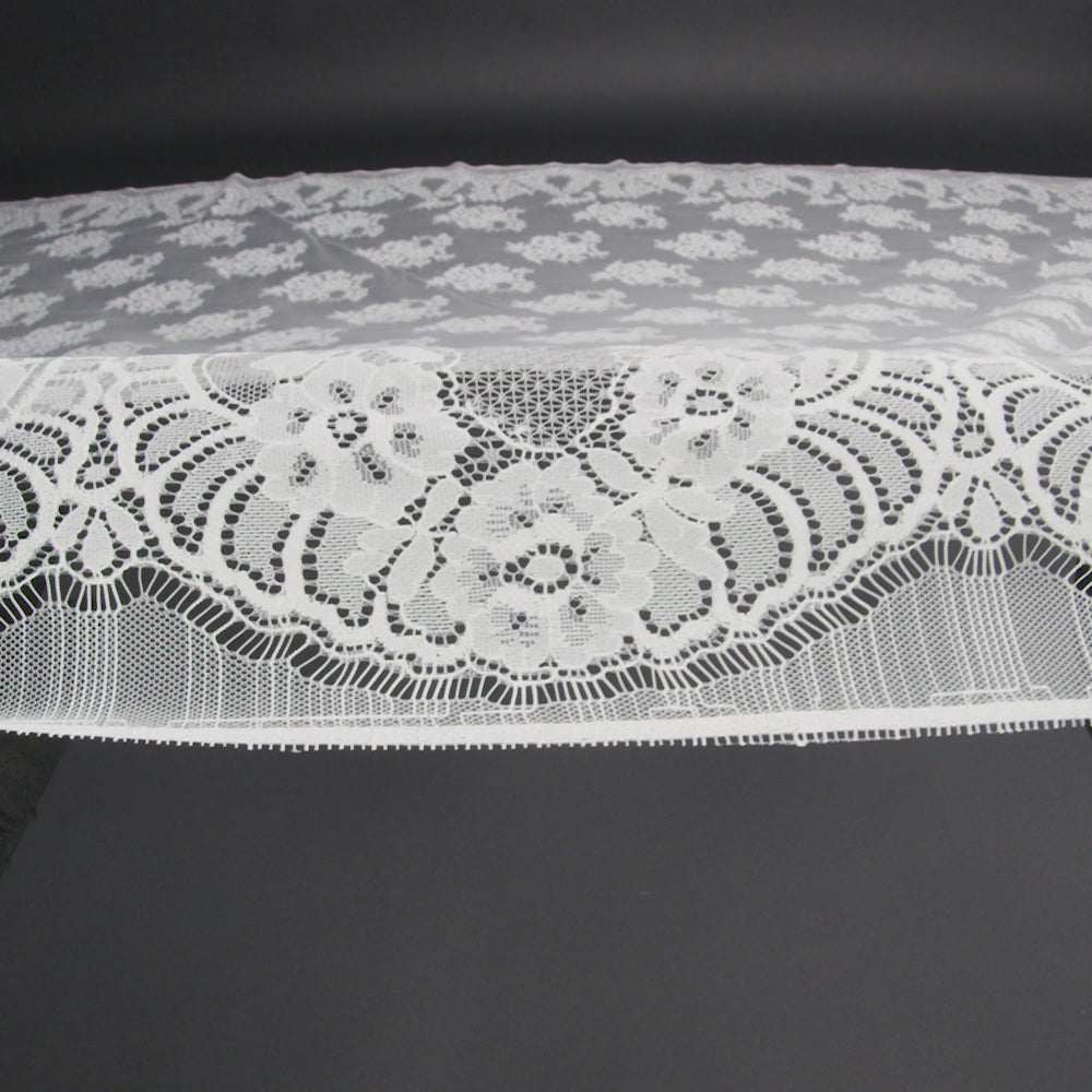 Re-Embroidered Lace with Scalloped Borders - White Fancy Flowers - Image 6 of 6