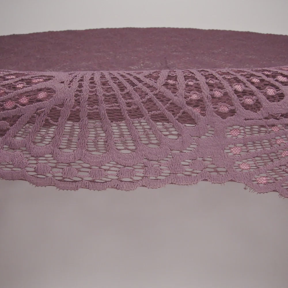 Stretch Raschel Lace with Finished Edges - Old Rose and Salmon Shell Fans - Image 6 of 6