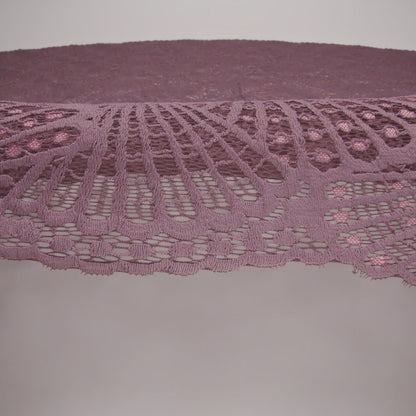 Stretch Raschel Lace with Finished Edges - Old Rose and Salmon Shell Fans