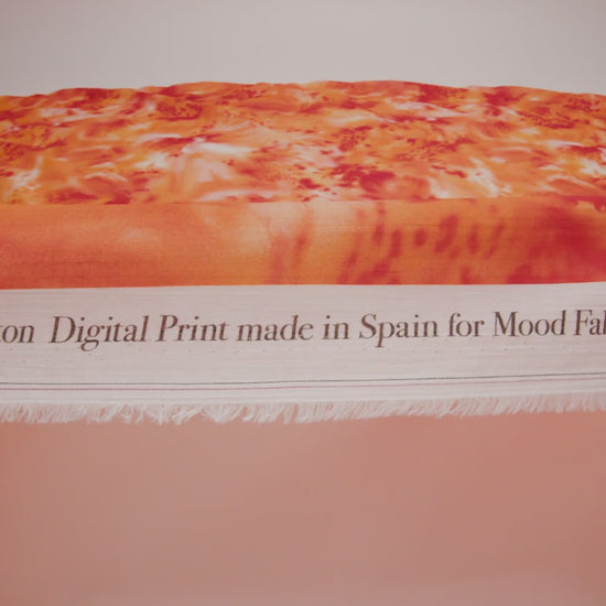 Crinkled Cotton Gauzy Woven - Bright Orange and Red Splashes and Spots - Mood Exclusive Solar Flare Print - Image 6 of 6