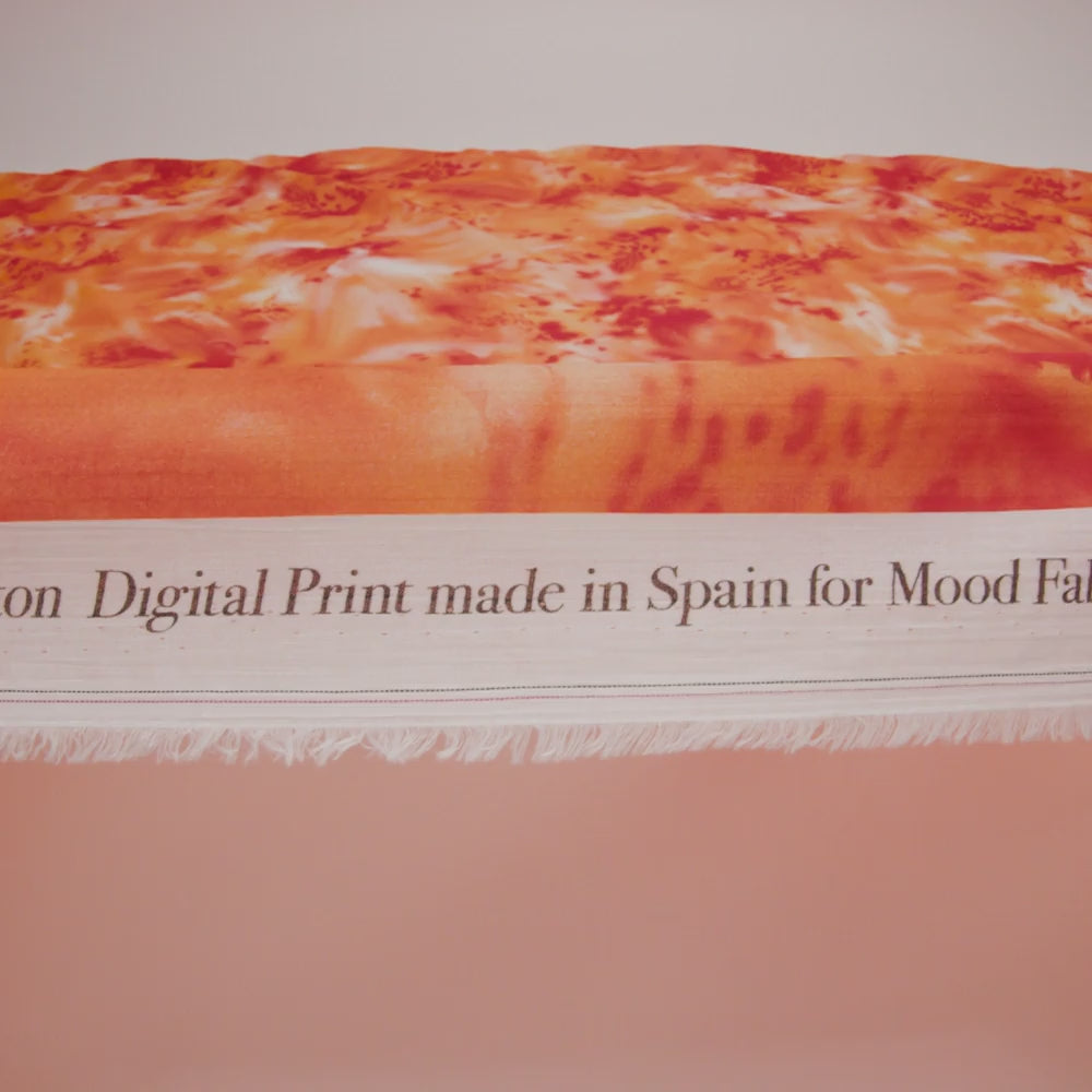 Crinkled Cotton Gauzy Woven - Bright Orange and Red Splashes and Spots - Mood Exclusive Solar Flare Print - Image 6 of 6