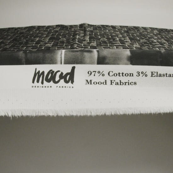 Stretch Cotton Sateen - Gray Painted Squares - Haunted Blocks Print - Mood Exclusive Twilight Collection - Image 4 of 4