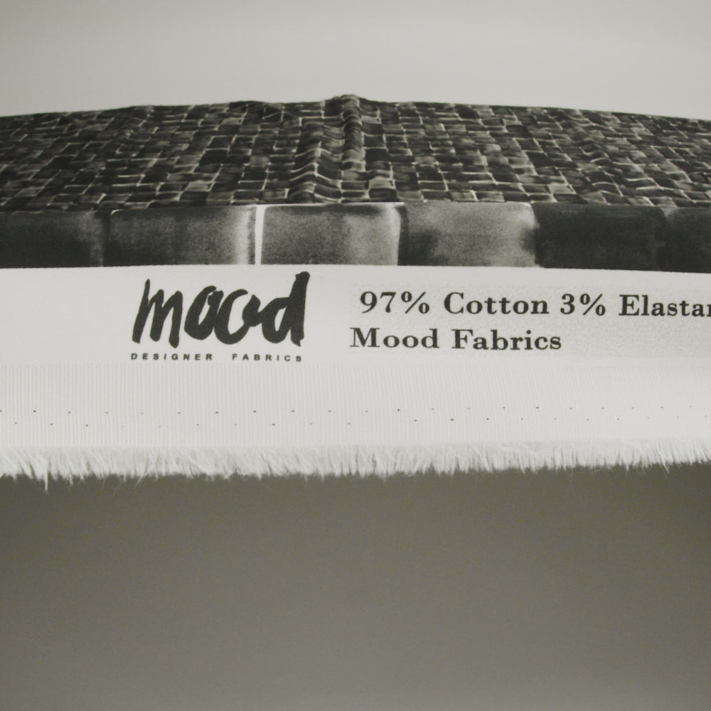 Stretch Cotton Sateen - Gray Painted Squares - Haunted Blocks Print - Mood Exclusive Twilight Collection - Image 4 of 4
