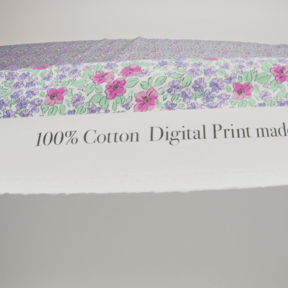 Cotton Poplin - Blue and Pink Floral - Springtime Saunter Print - Mood Exclusive Secret Garden Collection - Image 6 of 7