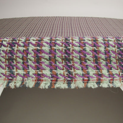 Metallic Wool Blend Tweedy Twill - Purple, Mint and Brown Plaid