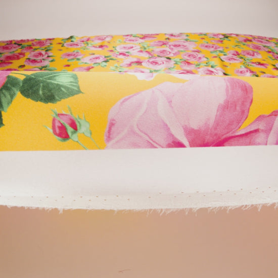 Silk Charmeuse Print 16MM, Made in Italy - Yellow, Pink and Green Bunches of Roses - Image 6 of 6