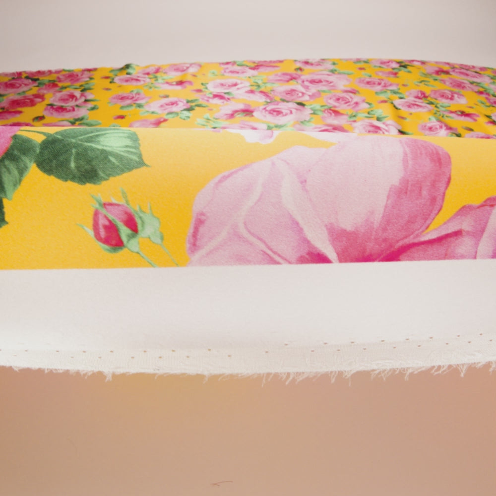 Silk Charmeuse Print 16MM, Made in Italy - Yellow, Pink and Green Bunches of Roses - Image 6 of 6
