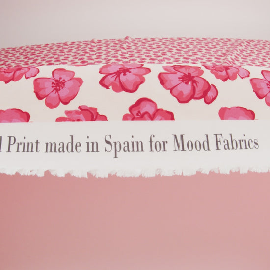 Recycled Polyester Swim Trunk Fabric - White and Pink Floral - Hawaiian Rollercoaster Print - Mood Exclusive Malibu Collection - Image 6 of 7