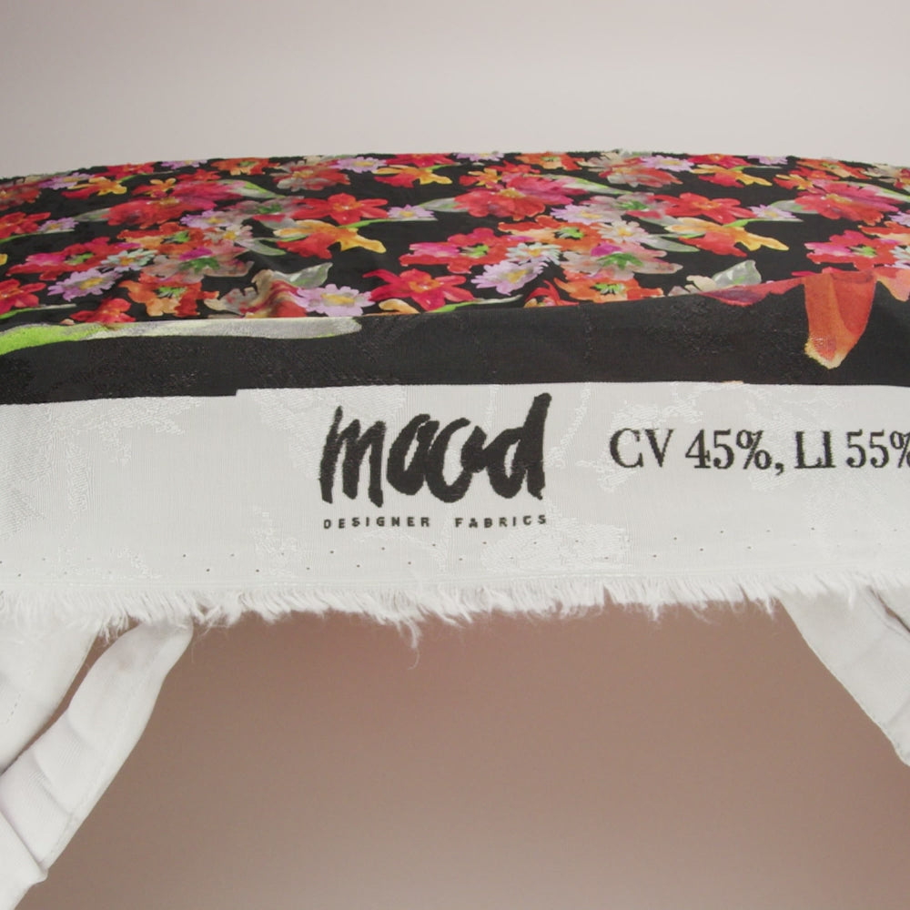 Flowery Sustainable Viscose Jacquard Print - Orange and Red Painterly Floral - Mood Exclusive Painter's Palette - Image 5 of 5