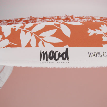 Cotton Poplin Print - Orange and White Floral - Mood Exclusive Sprouting Silhouettes