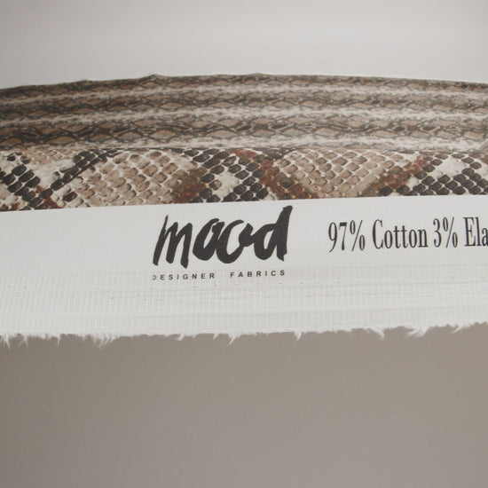 Stretch Cotton Sateen - Black and Beige Snakeskin - Slithering Sophistication Print - Mood Exclusive Serengeti Collection - Image 5 of 5
