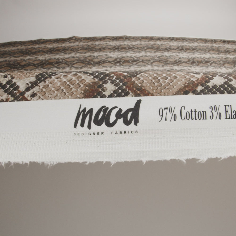Stretch Cotton Sateen - Black and Beige Snakeskin - Slithering Sophistication Print - Mood Exclusive Serengeti Collection - Image 5 of 5