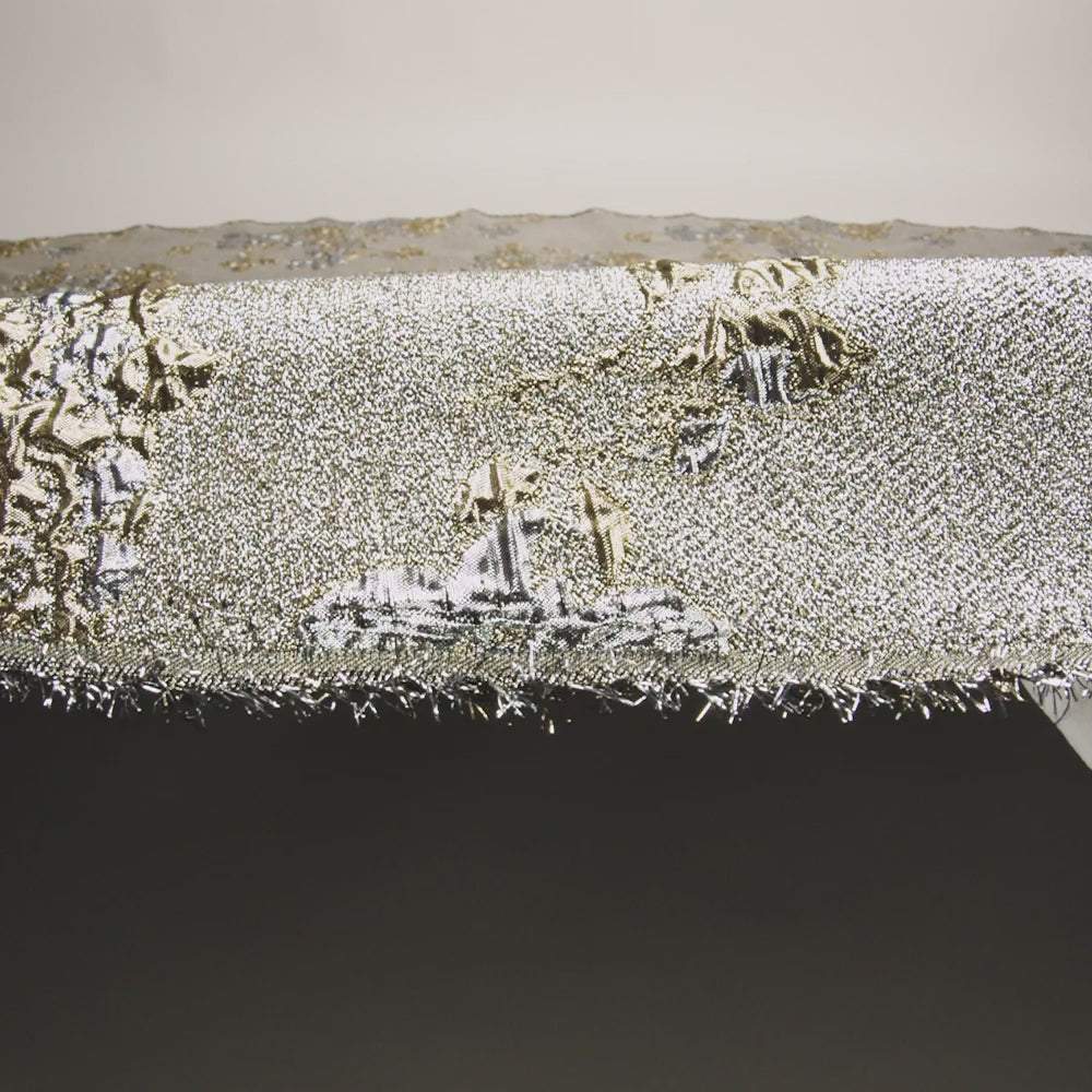 Metallic Silver and Gold Floral Luxury Brocade - Image 6 of 6