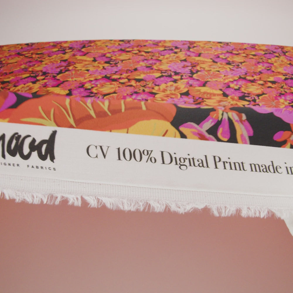 Rayon Challis - Black, Pink and Yellow Floral - Tangerine Dreams Print - Mood Exclusive Citrus Collection - Image 6 of 7