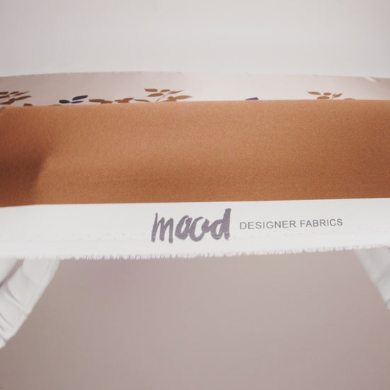 Mood Exclusive Italian Brown, Evening Rose and Mint Floral Border Digitally Printed Silk Charmeuse - Image 5 of 5
