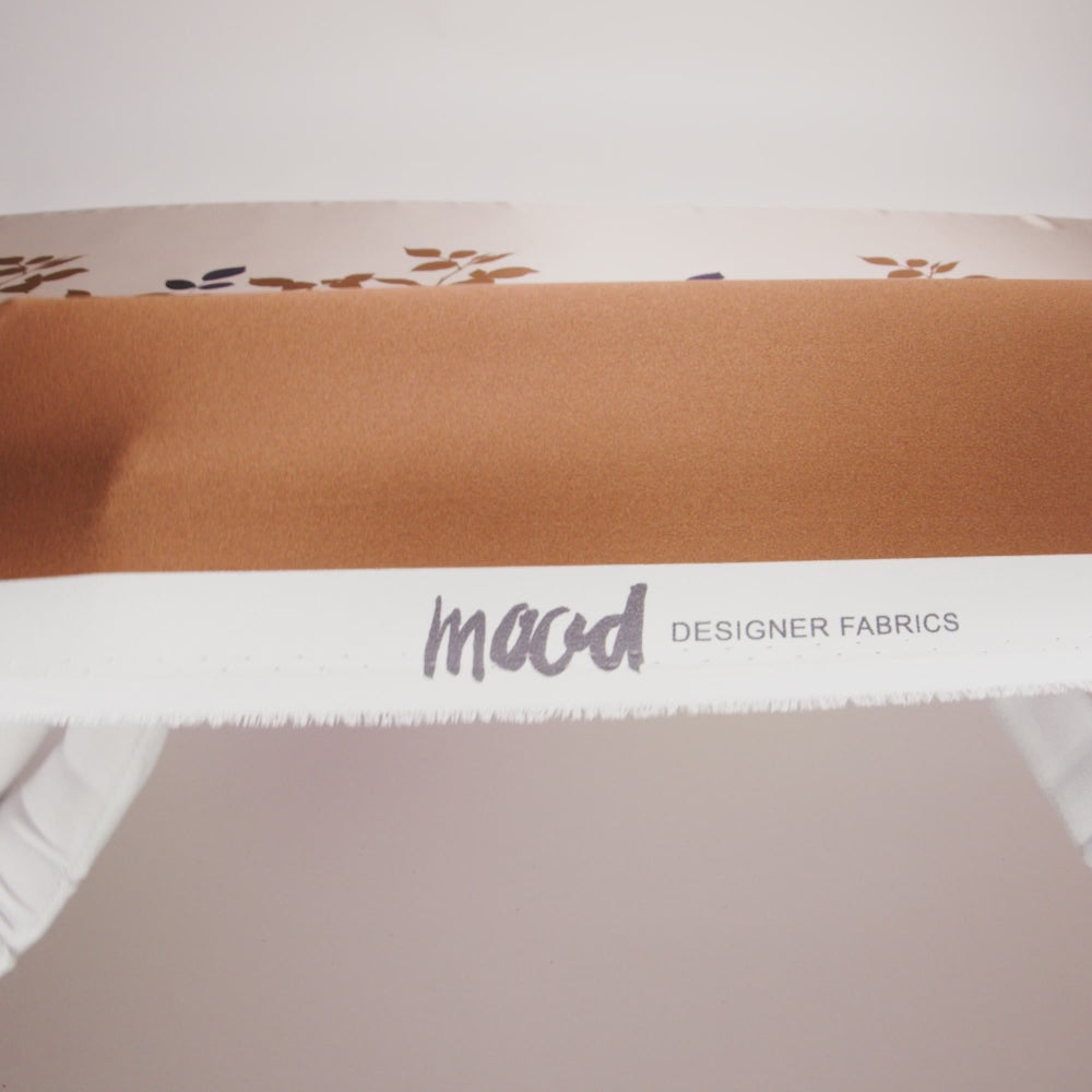 Mood Exclusive Italian Brown, Evening Rose and Mint Floral Border Digitally Printed Silk Charmeuse - Image 5 of 5
