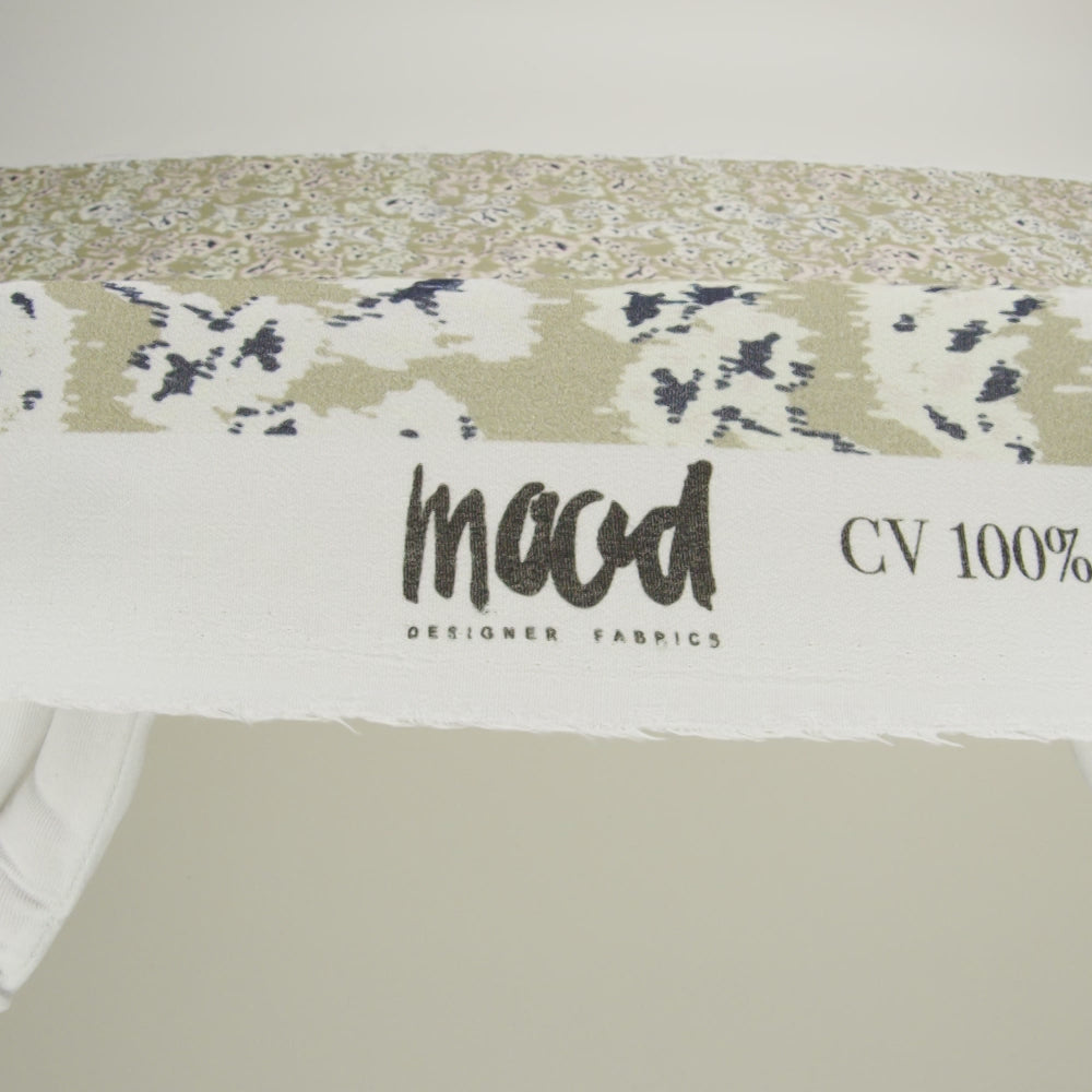 Viscose Crepe Print - Beige, Black and Ecru Ikat Florals - Mood Exclusive Exquisite Etchings - Image 5 of 5