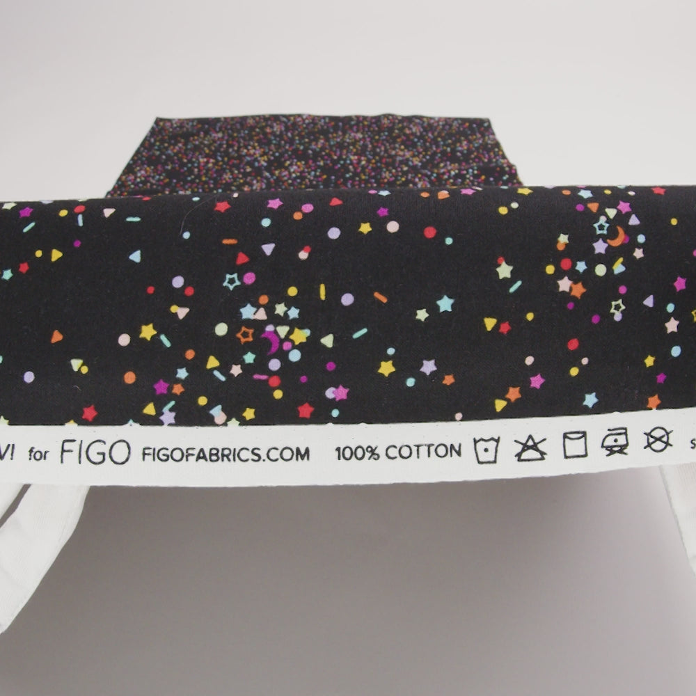 Printed Quilting Cotton by Ghazal Razavi for FIGO Studio - Black and Rainbow Sprinkles - Dusk Collection - Image 6 of 6